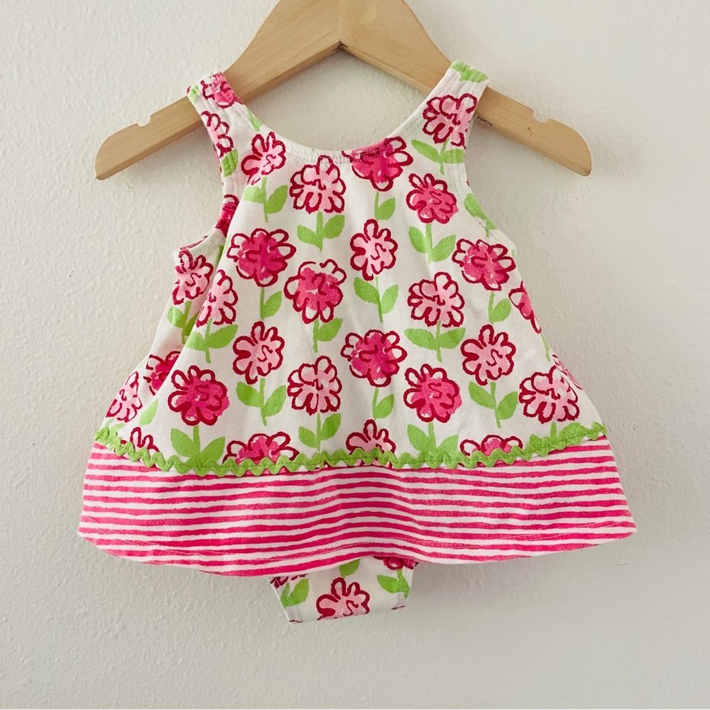 Girls Sweet Potatoes Pink Green Floral Dress